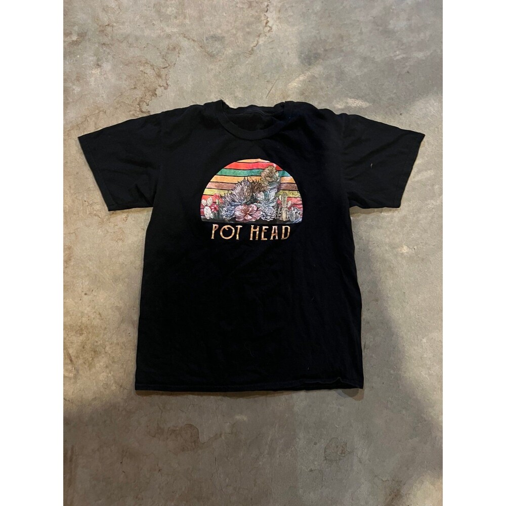Pot Head Black t shirt women’s plant lover pothead succulent shirt size S